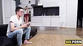 Teen Blonde Nerd Misses Chance to Fuck Stepsister
