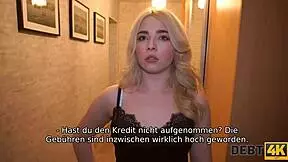 Debt4k fascinating blonde with curly hair fucked by debt collector