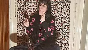 Smoking Goth Girl Chills After a Long Day Behind the Scenes in HD.
