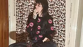 Smoking Goth Girl Chills After a Long Day Behind the Scenes in HD.