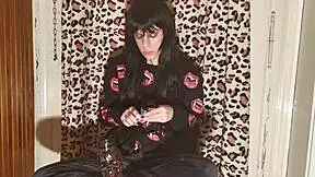 European goth babe smokes backstage
