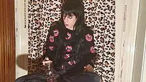 European goth babe smokes backstage