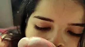 I watch White Moon give sloppy blowjob by the massage tub