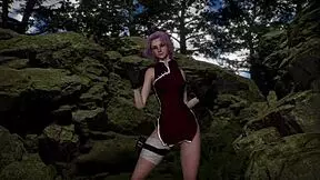 Sakura's erotic ninja dance show