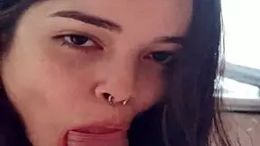 I watch White Moon give sloppy blowjob by the massage tub