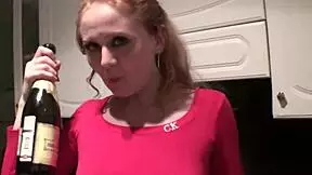 dagfs - these amateur lesbians, a redhead and brunette, get wild kissing in the kitchen at home.