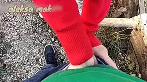 Big squirt handjob for stranger outdoors?
