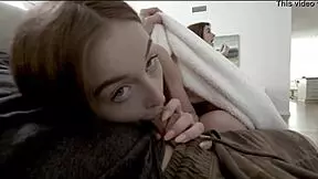 can you believe this sneaky step sister blows me right in front of my girlfriend?