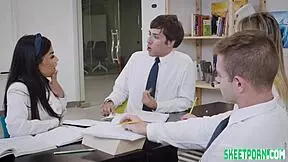 Teen Mia Kay rides monster cock in library