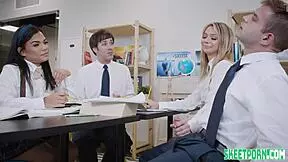 Teen Mia Kay rides monster cock in library