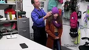 Latina Teen Brunette Banged by Mall Cop for Stealing Makeup