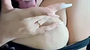 Young stepsister gives quick blowjob in parents' room!