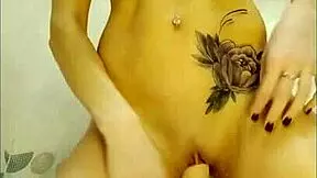 Masked amateur uses dildo in shower