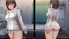 Cute girl with big tits walks naked at night and masturbates at people's doors! Night stroll part 1