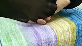 Young Wife Performs Footjob On Monster Cock Using Torn Pantyhose During Doggystyle Masturbation