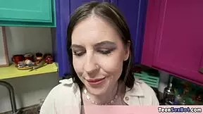 Beautiful Amber Summer having taboo sex with her stepsis and old pops?