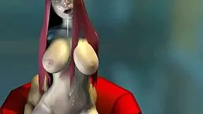 3d cartoon anime featuring a beautiful busty girl in hentai style