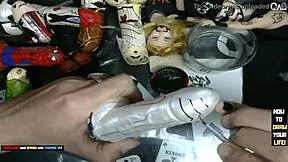 Finishing Little Grey Alien with Dildo Art in Hardcore Session