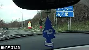 Alina, the roadside slut, got drilled hard in public. German babe bent over for a wild creampie outdoors.