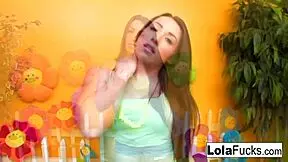 hey, check sexy lola touching herself in a green room today, it's wild