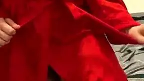 Brunette In Red Lingerie Plays With Her Big Tits And Ass