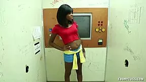 Sexy ebony enjoys jerking white dick interracial