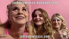 three blonde rave girls bring home a guy after the party