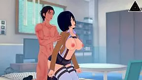 Mikasa and Eren's contrasting creampie in uncensored anime