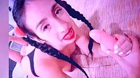 Little tit latina slut teenage girl sucking her daddy’s cock