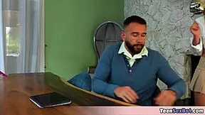 Blonde Teen with Small Tits Punished by Machine in Group Orgy, Achieving Multiple Orgasms