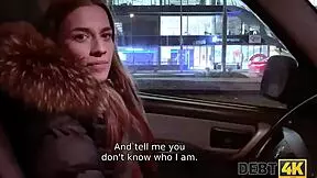 Skinny redhead babe in Debt4k has dirty POV sex with agent for cash.