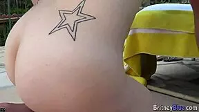 britney blue sucks hard cock and takes cumshot from friend