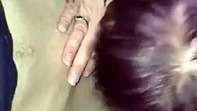 Young guy gets sucked off by mature woman with monster cock