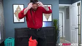 Krissy knight, the sexy stepdaughter, gets fingered and choked in missionary with a monster cock.