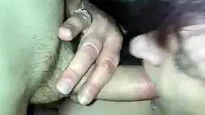 Young guy gets sucked off by mature woman with monster cock