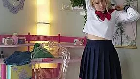 trying on sexy lingerie gifts as a teen cheerleader