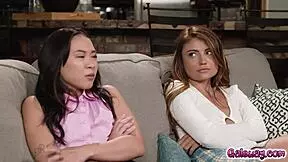 Shaved teen Queenie Sateen joins Adria Rae and Kimmy Kimm for a hot threesome lesbian session with rimming and fingering