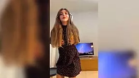 Petite blonde fucks doggystyle to music, her tight pussy squeezing my cock until orgasm