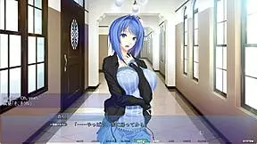 Virgin Mahiru loses her hentai virginity to the athletic college guy in doggystyle