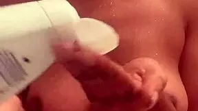 Enjoying soapy fun with sucia in the shower