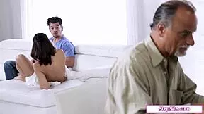 Perv Dude Voyeurs and Fucks Cute Latina Stepsis with Blowjob and Deepthroat