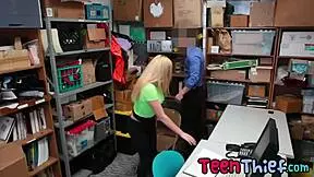 is this divine teen shoplifter bouncing on the shop owner's big cock in the store?
