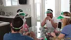 Blonde teen gives blowjob to old man