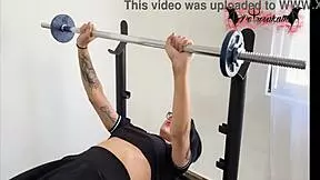 Masturbating In The Gym With Dildo Doggy Style Bent Over Natural Tits