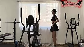 Masturbating In The Gym With Dildo Doggy Style Bent Over Natural Tits