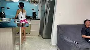 Hot Latina step-sis kitchen fun
