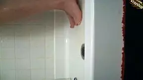 hot big tits girlfriend gets off in shower with shampoo bottle