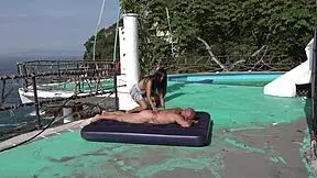 2 asses 2 cocks in beach casting with riding muff diving