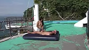 2 asses 2 cocks in beach casting with riding muff diving