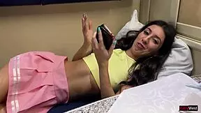 lost at cards, so this cute train girl had to pay up